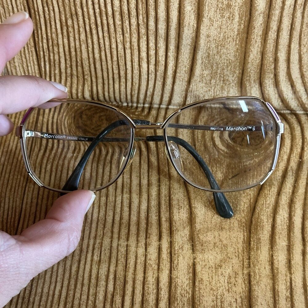 Vintage Marcolin Italy‎ Marchon 990-118 Gold Eyeglass FRAMES ONLY 55[]16